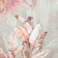 Fototapet  fara imbinari personalizat Pink Exotic Leaves