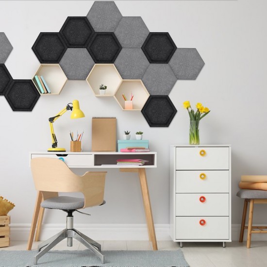 Panou Decorativ Acustic din Fetru Hexagon Simplu 300x259 mm