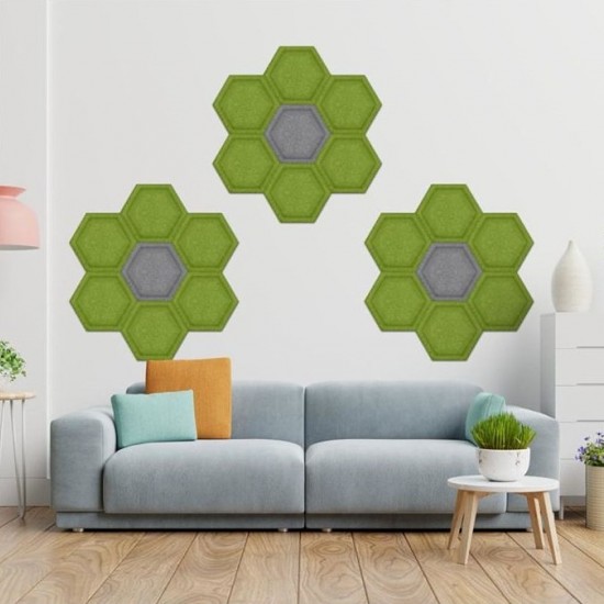 Panou Decorativ Acustic din Fetru Hexagon Fagure 300x259 mm