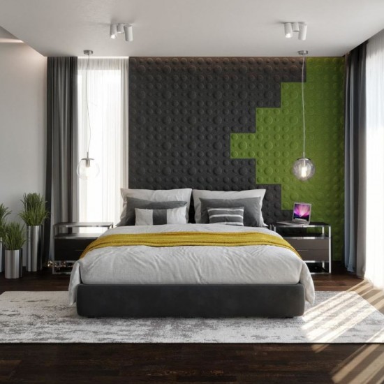 Panou Decorativ Acustic din Fetru Patrat Buline 300x300mm