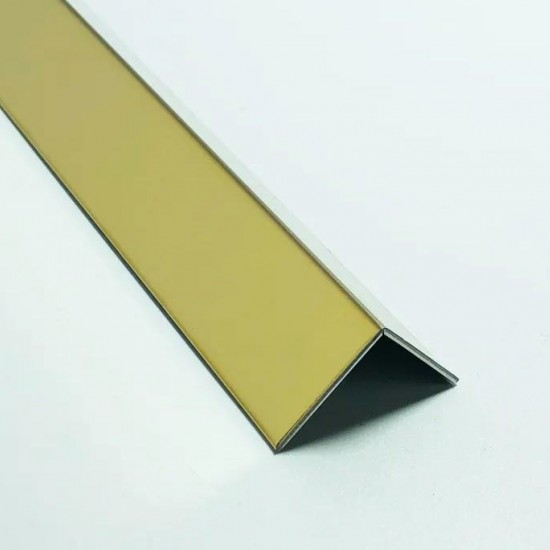 Profil de colt cu laturi drepte, auriu lucios, 20x20x2700 mm