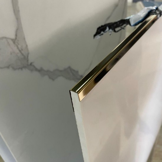 Profil inox colt exterior , incastrat , auriu lucios 10x0,6x2700 mm