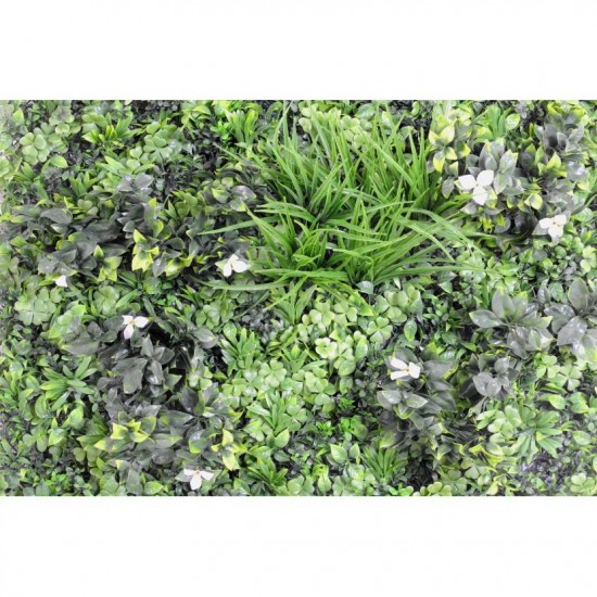 Panou  Verdeata Artificiala cu Flori Albe 100x100cm