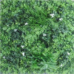 Panou  Verdeata Artificiala cu Flori Albe 100x100cm