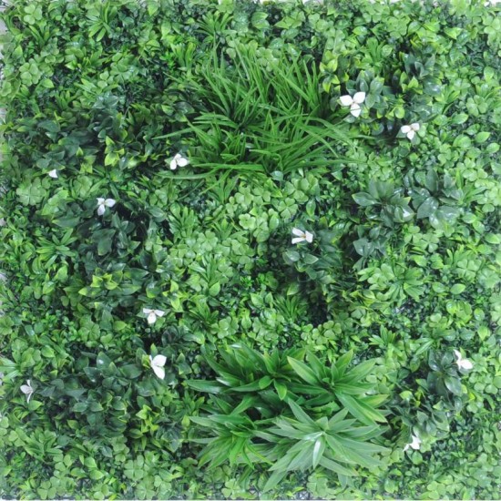 Panou  Verdeata Artificiala cu Flori Albe 100x100cm